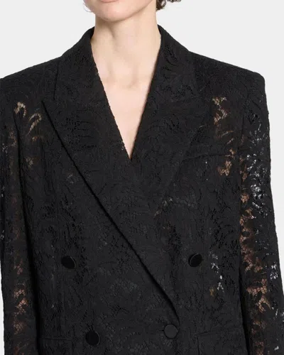 Balmain Lace Double-breasted Jacket In Noir