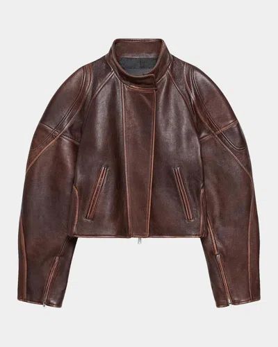 Helmut Lang Leather Saddle Jacket Saddle In Brown