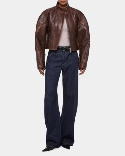 Helmut Lang Leather Saddle Jacket Saddle In Brown