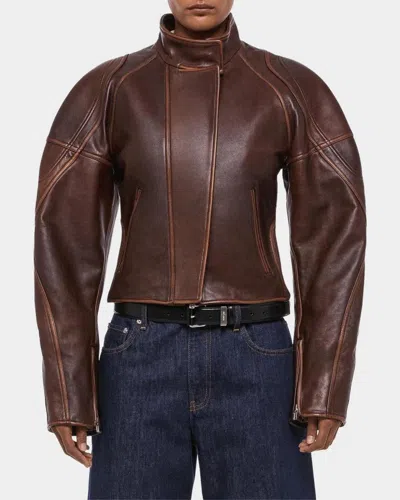 Helmut Lang Leather Saddle Jacket Saddle In Brown