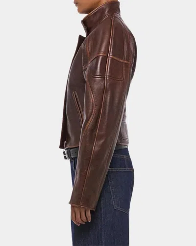 Helmut Lang Leather Saddle Jacket Saddle In Brown