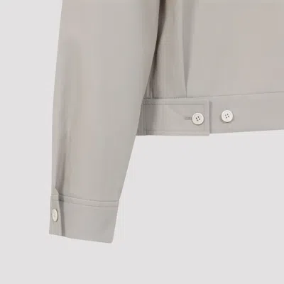 Prada Structured Jacket High Collar Button Cuffs In Gray