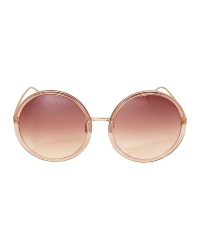 Linda Farrow Acetate Oversized Round Sunglasses: Rose