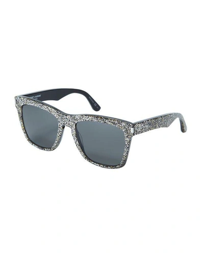 Shop Saint Laurent Devon Glitter Sunglasses