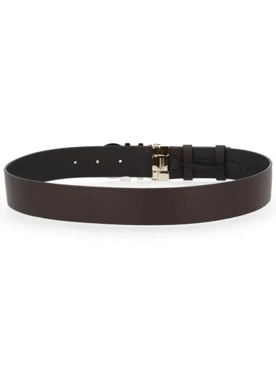 Ferragamo Reversible Hooks Belt In Brown