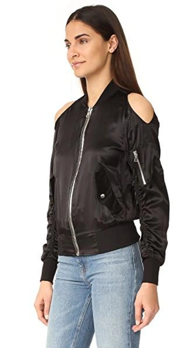 Shop Rta Jester Cold Shoulder Bomber Jacket In Noir