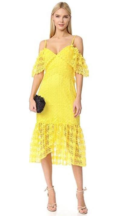 Shop Three Floor Starry Eyed Lace Dress In Buttercup Yellow