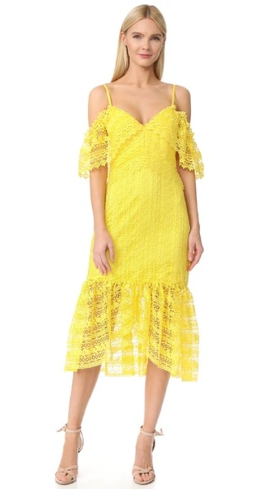 Shop Three Floor Starry Eyed Lace Dress In Buttercup Yellow