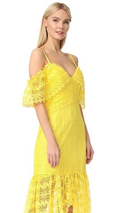Shop Three Floor Starry Eyed Lace Dress In Buttercup Yellow