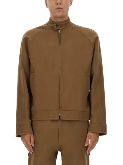 Moschino Brown Solid Mandarin Collar Jacket In Brown