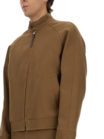 Moschino Brown Solid Mandarin Collar Jacket In Brown