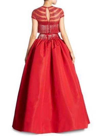 Shop Naeem Khan Embellished Silk Gown In Red