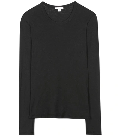 James Perse Long-sleeved Cotton Top In Llack