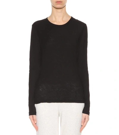 Shop James Perse Long-sleeved Cotton Top In Llack