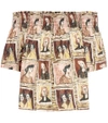 BURBERRY FRAMED HEADS PRINTED COTTON TOP,P00258065-4