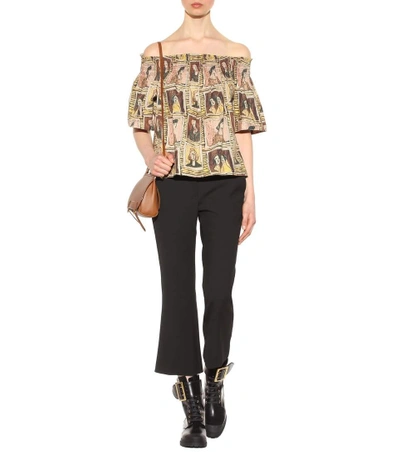 Shop Burberry Framed Heads Printed Cotton Top