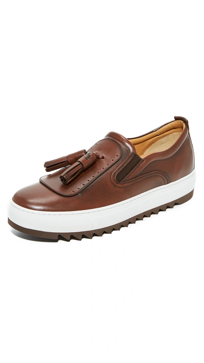 Salvatore Ferragamo Leather Sneaker With Oversized Tassels On Archival  Sawtooth Sole, Brown | ModeSens