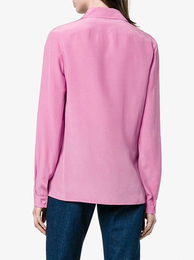 Shop Gucci Pleated Silk Blouse In Pink&purple