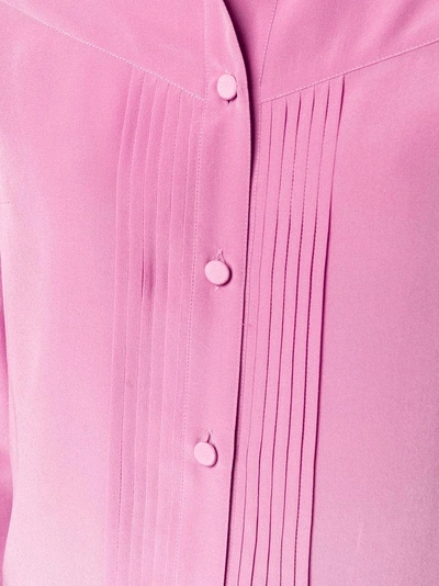 Shop Gucci Pleated Silk Blouse In Pink&purple