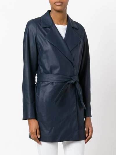 Shop Drome Belted Coat - Blue