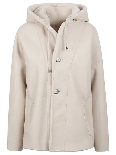 Enes Off White Sofia Hooded Jacket In Neutral