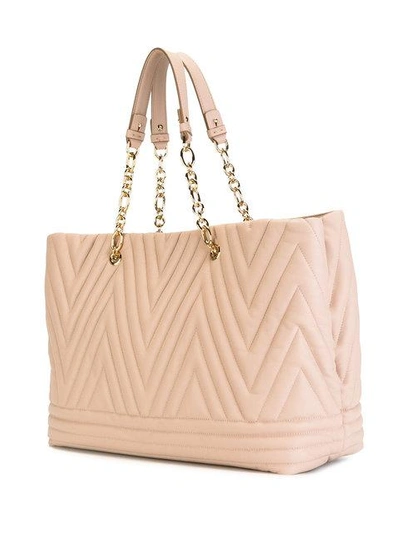 Shop Ferragamo Salvatore  Vara Quilted Tote - Pink In Pink & Purple