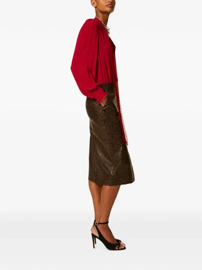 Twinset Python-print Midi Skirt In Brown
