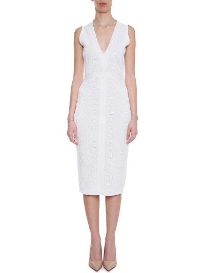 Shop Balmain Jacquard Dress In Blanc Optique|bianco