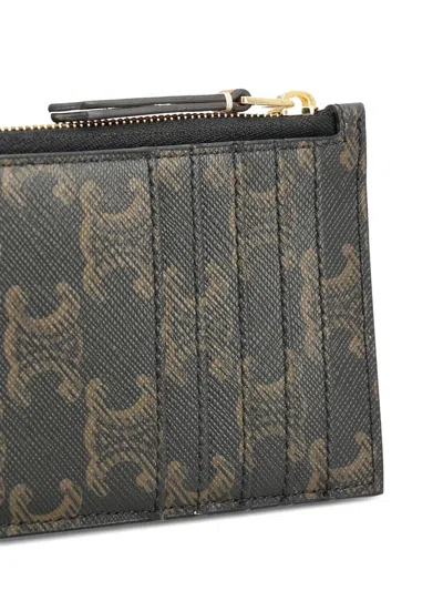 Celine Pattern Zip-fastening Wallet In Tan