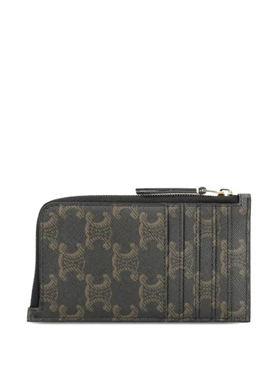 Celine Pattern Zip-fastening Wallet In Tan