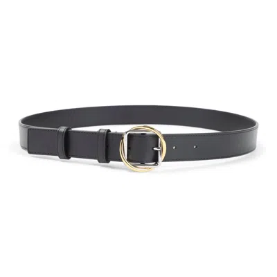Jacquemus Salon Leather Belt Slim Adjustable Design In Black