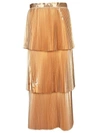 Stella Mccartney Plisse Tiered Metallic Skirt In Gold 8000
