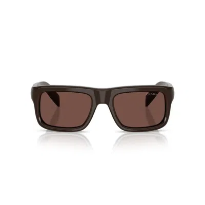 Prada Cigar Acetate Rectangular Sunglasses In Brown