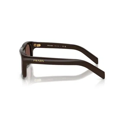 Prada Cigar Acetate Rectangular Sunglasses In Brown