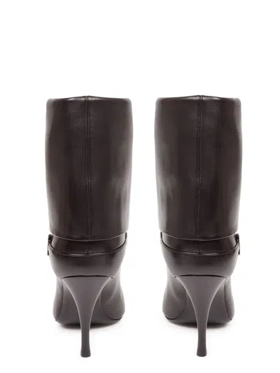 Saint Laurent Niki Embellished Leather Ankle Boots In Brown
