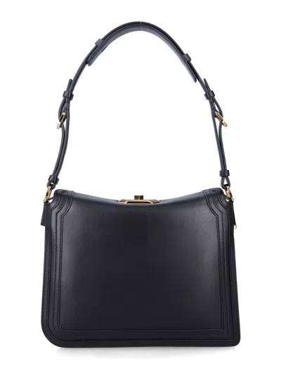 Lanvin Compagnon Small Asymmetrical Bag With A Python Finish In Black