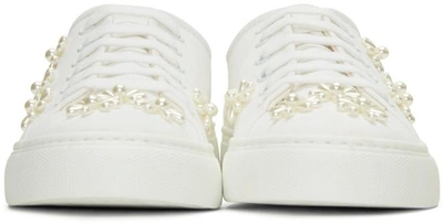 Shop Simone Rocha White Beaded Classic Canvas Sneakers