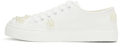 Shop Simone Rocha White Beaded Classic Canvas Sneakers