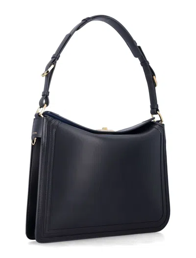 Lanvin Compagnon Small Asymmetrical Bag With A Python Finish In Black