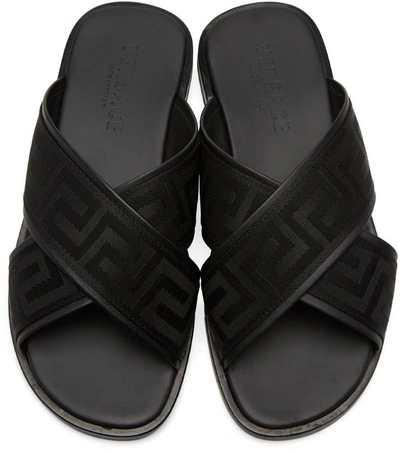 Shop Versace Black Cross Strap Sandals