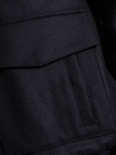 Balmain Shearling-collar Bomber Jacket In Blue