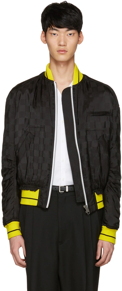 Shop Haider Ackermann Black Jacquard Check Bomber Jacket