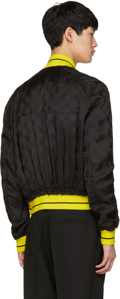 Shop Haider Ackermann Black Jacquard Check Bomber Jacket