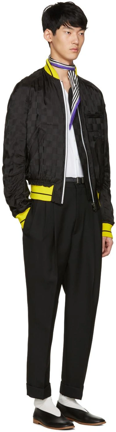 Shop Haider Ackermann Black Jacquard Check Bomber Jacket