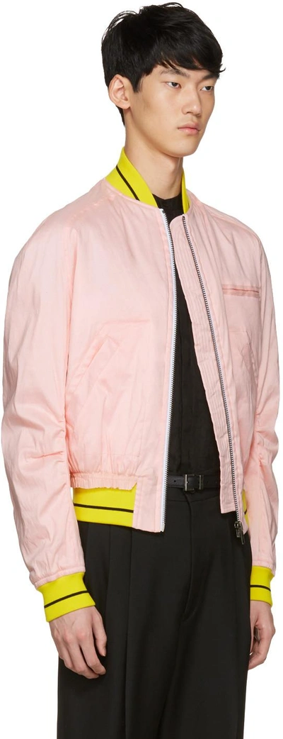 Shop Haider Ackermann Pink Linen Bomber Jacket