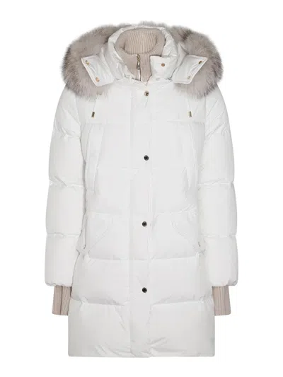 Moorer White Wool Down Jacket In White