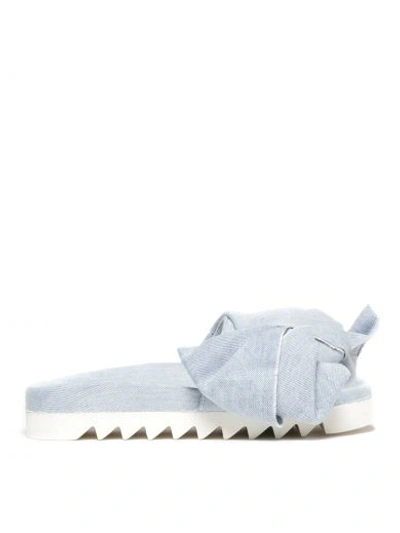 Shop Joshua Sanders Denim Bow Flip Flops In Azure Denim