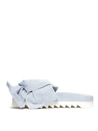 Shop Joshua Sanders Denim Bow Flip Flops In Azure Denim