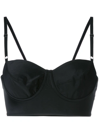 Norma Kamali Faux Leather Underwired Bikini Top In Black