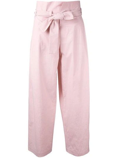 Shop Erika Cavallini Tied High Waisted Trousers In Pink